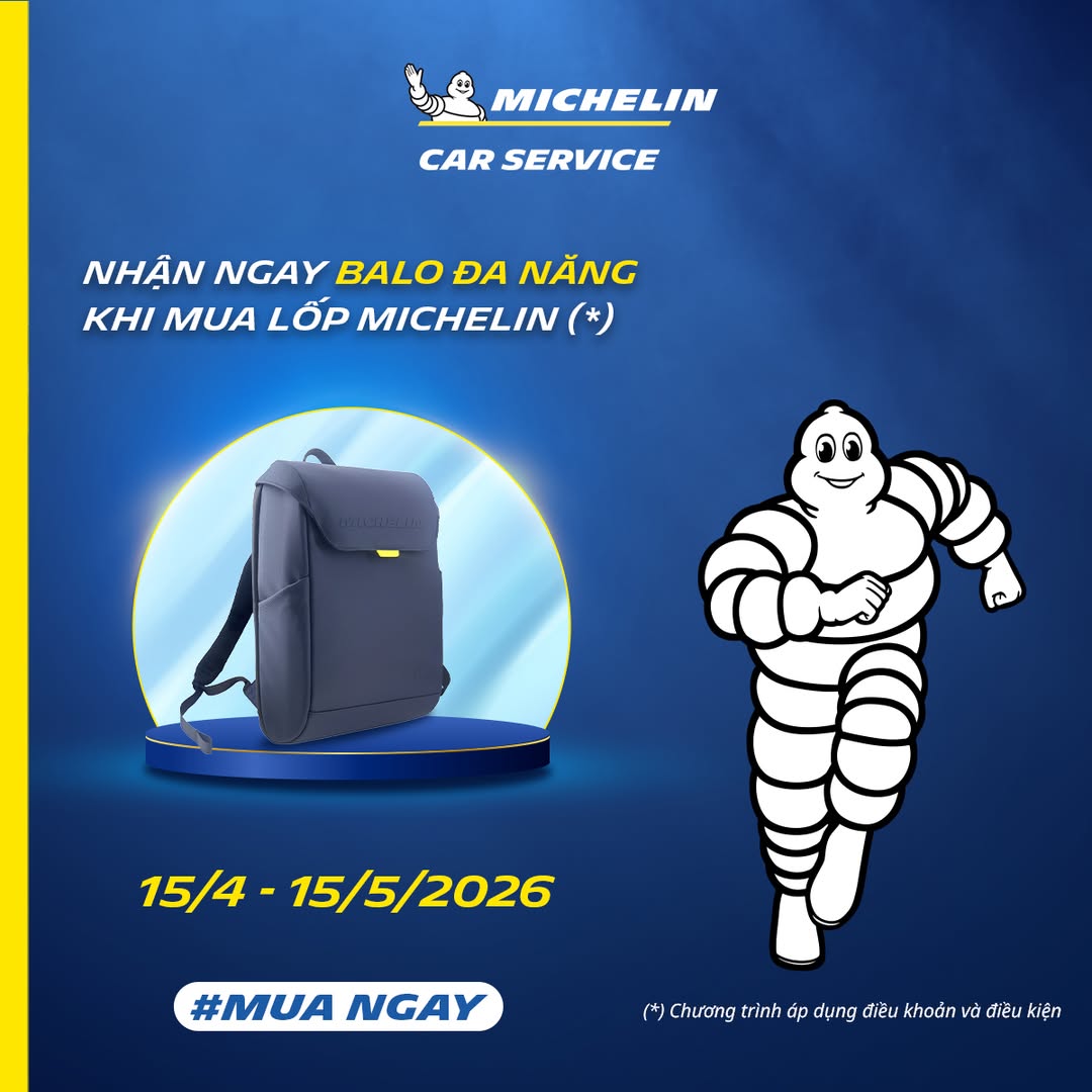 Mua lốp Michelin chính hãng, rinh ngay balo đa năng miễn phí